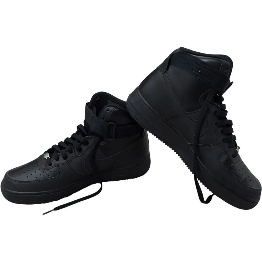 Nike Men’s Air Force 1 AF1 Black Lace Up High Top Sneakers. 8.